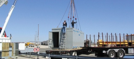 pre-assembled gear lifted and placed in one piece