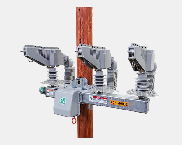 Scada-Mate® SD Switching Systems, environmentally friendly switching system, compact-crossarm upright, compact-crossarm upright three-pole operated environmentally friendly switching system that uses a vacuum interrupting medium for overhead distributed automation 